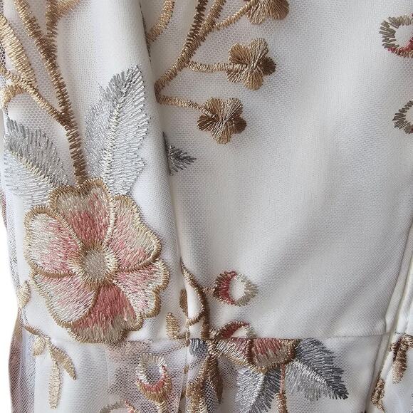 Adrianna Papell Floral Embroidery Flared Dress Pink Multi Size 12 NWT - Picture 6 of 11